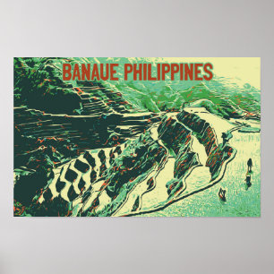 Philippinen, Reiterrassen auf der Insel Banaue Luz Poster