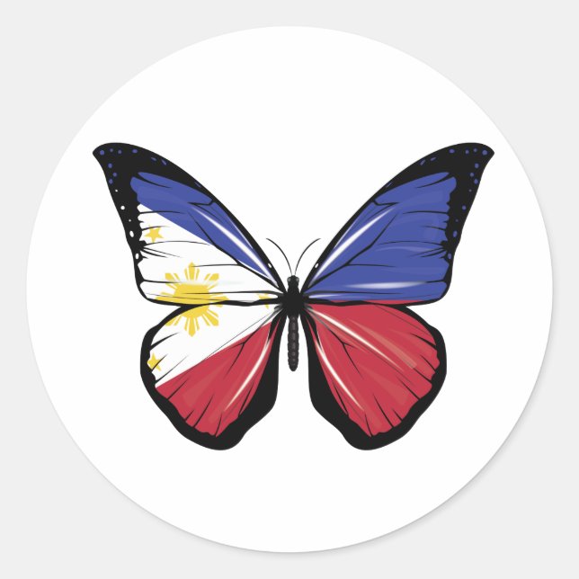 Philippinen-Schmetterlingsflagge Runder Aufkleber (Vorderseite)
