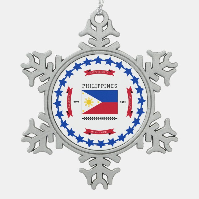 Philippinen Schneeflocken Zinn-Ornament (Vorderseite)