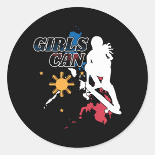 Philippinen Skateboarding Girls Can Runder Aufkleber