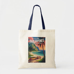 Philippinen Strand Illustration Reise Kunst Vintag Tragetasche