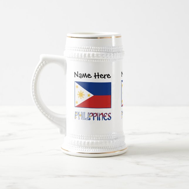 Philippinen und philippinische Flagge Personalisie Bierglas (Links)