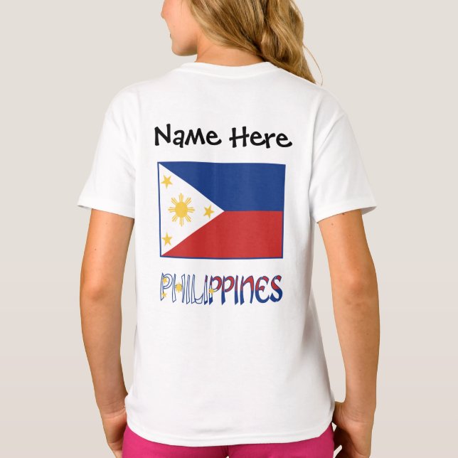 Philippinen und philippinische Flagge und Ihr Name T-Shirt (Rückseite)