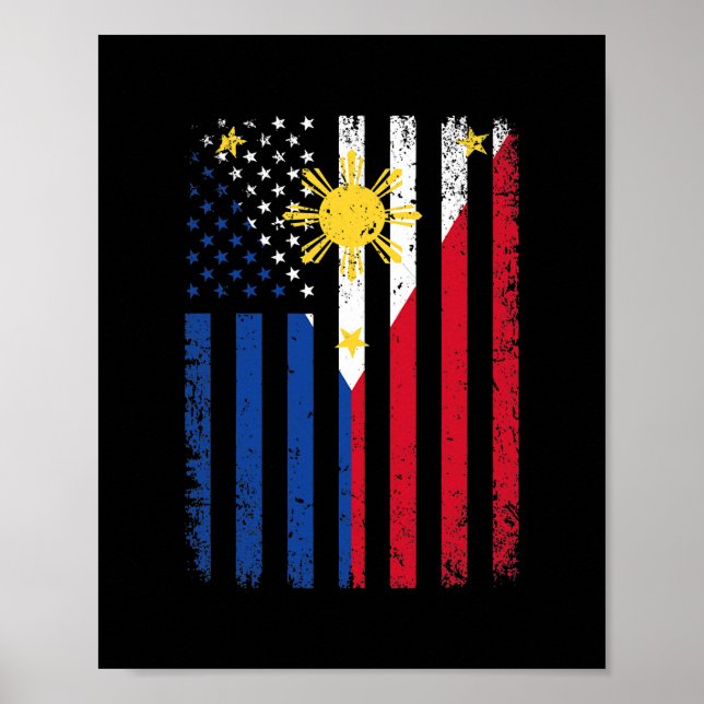 Philippinen USA Flag 4. Juli USA Poster (Vorne)