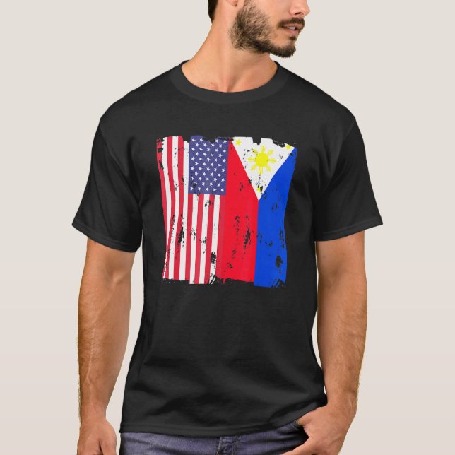 Philippinen USA Flaggenphilippinische Amerikanisch T-Shirt (Vorderseite)