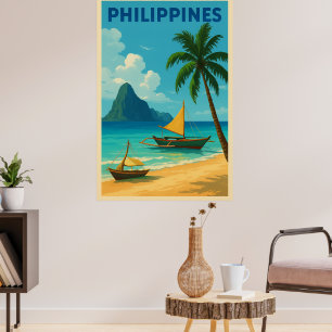 Philippinen Vintage Reise – Tropischer Strand Poster