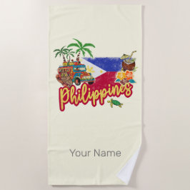 Philippinen Vintage Tarsier Flag Palm Souvenir Strandtuch