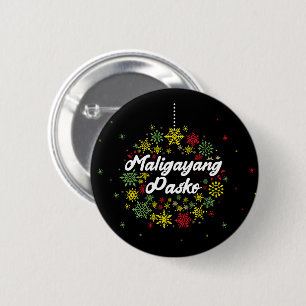 Philippinen Weihnachten Maligayang Pasko Snowflake Button