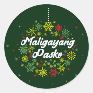 Philippinen Weihnachten Maligayang Pasko Snowflake Runder Aufkleber