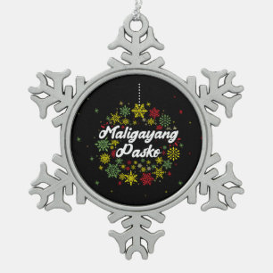 Philippinen Weihnachten Maligayang Pasko Snowflake Schneeflocken Zinn-Ornament