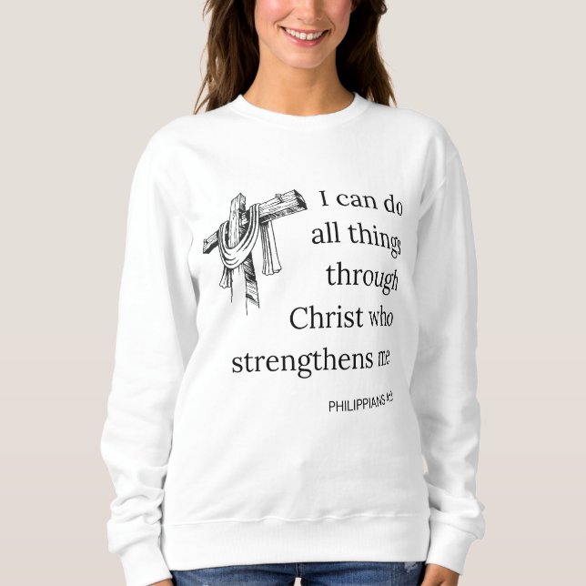 Philippiner 4:13 Bibelschrift KJV Zitat Frauenkart Sweatshirt (Vorderseite)