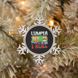 Philippines Filipino Lumpia Food Cartoon Schneeflocken Zinn-Ornament