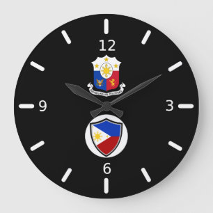 Philippines flag-coat arms large clock große wanduhr