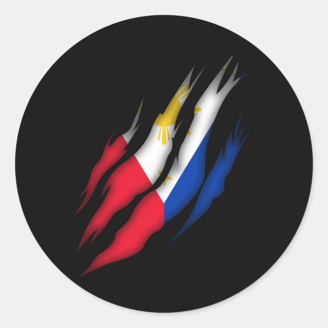 Philippines Flag Proud Filipino Runder Aufkleber (Vorderseite)
