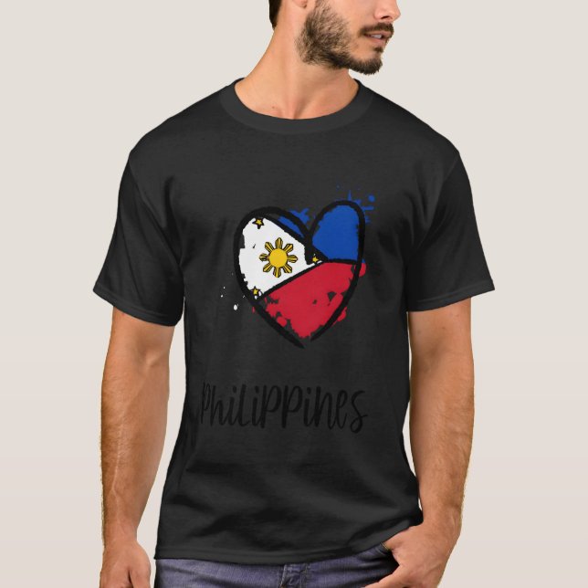 Philippines Heart Artwork Kawaii Asia Minimal Fili T-Shirt (Vorderseite)