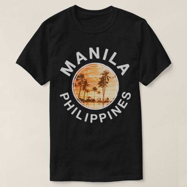 Philippines Manila Retro Sunset Filipino T-Shirt (Design vorne)