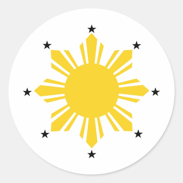 Philippines Sun | Filipino Sun | PI Sun Runder Aufkleber (Vorderseite)