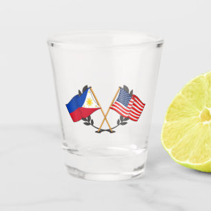 Philippinisch-amerikanische Flagge Filipino-Erbe V Schnapsglas