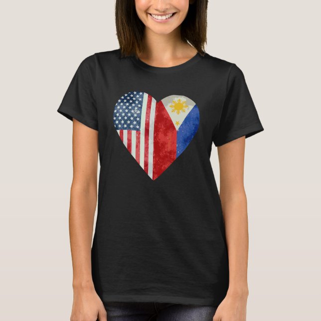 Philippinisch-amerikanische Flagge Filipinos T-Shirt (Vorderseite)