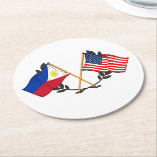 Philippinische amerikanische Flagge Philippinische Runder Pappuntersetzer
