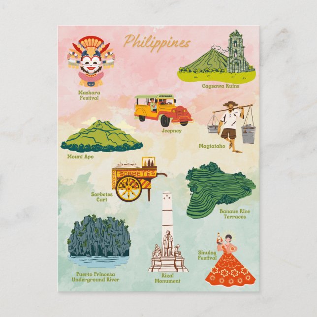 Philippinische Favoriten Kunst Postkarte (Vorderseite)