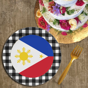 Philippinische Flagge, Büffel kariert & philippini Pappteller