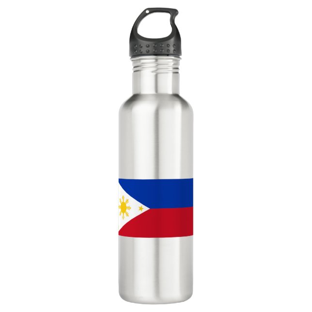 philippinische Flagge Edelstahlflasche (Vorderseite)
