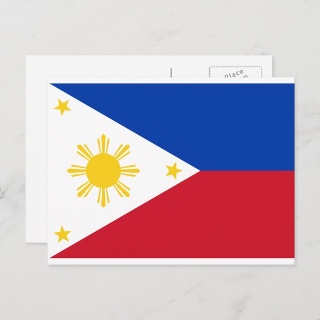 philippinische Flagge, Flagge der Philippinen Postkarte (Vorne/Hinten)