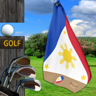 Philippinische Flagge & Philippinen mit Monogramm Golfhandtuch
