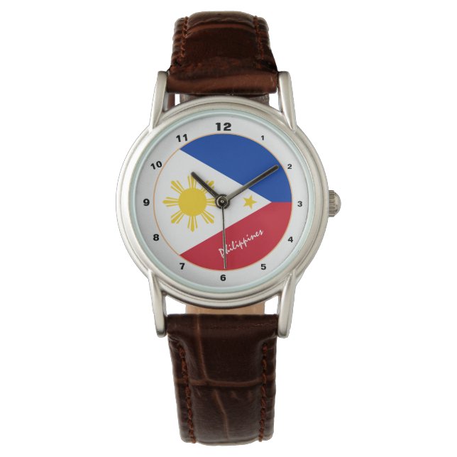 Philippinische Flagge & Philippinische Mode /Desig Armbanduhr (Vorderseite)