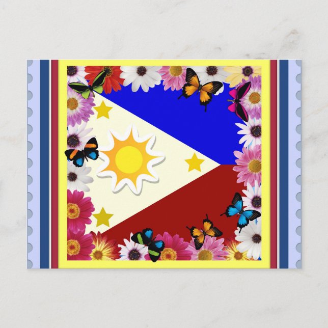 Philippinische Flagge Postard Postkarte (Vorderseite)