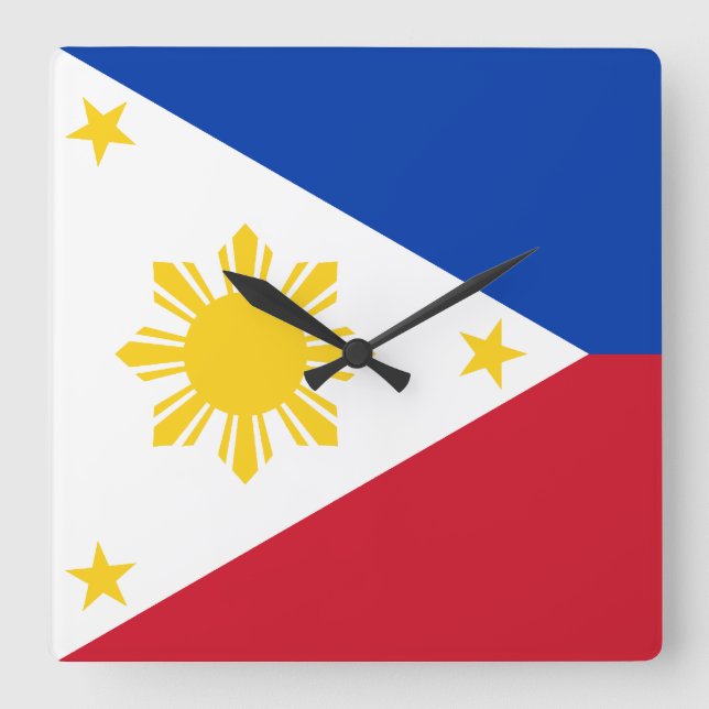 Philippinische Flagge Quadratische Wanduhr (Vorderseite)