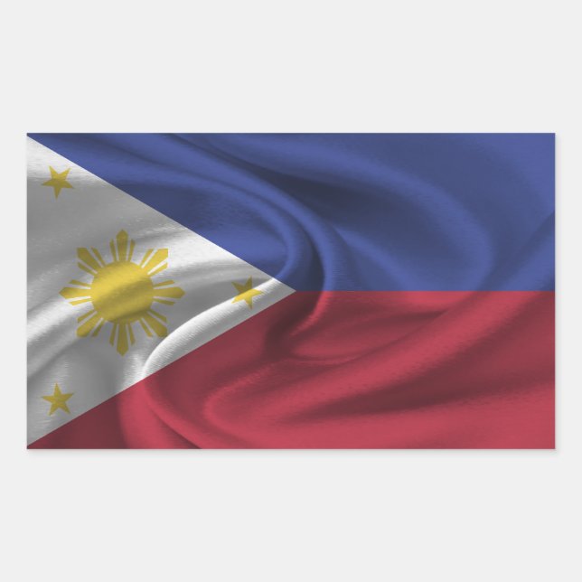 philippinische Flagge Rechteckiger Aufkleber (Vorderseite)