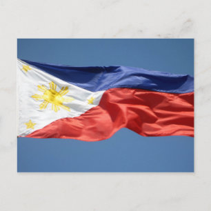 philippinische Flagge schweben Postkarte