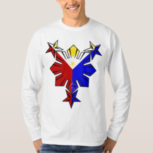 Philippinische Flagge Sun und Stern-langes T-Shirt