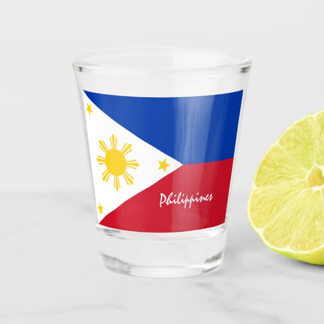 Philippinische Flagge und philippinischer Landpatr Schnapsglas (Vorderseite)