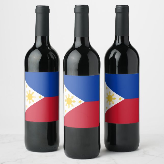 philippinische Flagge Weinetikett (Flaschen)