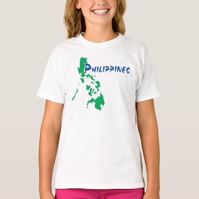 philippinische Karte der Philippinen auf T-Shirt (Vorderseite)