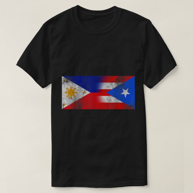 philippinische und puerto-amerikanische Flagge T-Shirt (Design vorne)