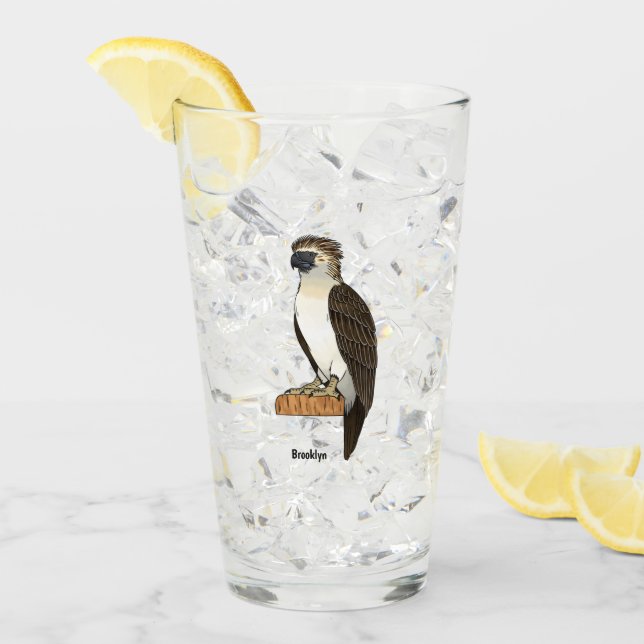 Philippinischer Adler-Cartoon Glas (Vorderseite Ice)