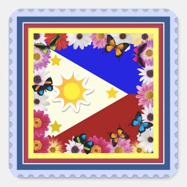 Philippinisches Flaggendesign - Philippinischer St Quadratischer Aufkleber (Vorderseite)