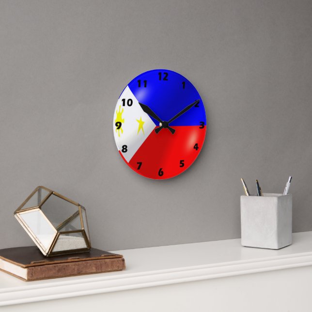 philippinisches Flaggendesign Runde Wanduhr (Büro)