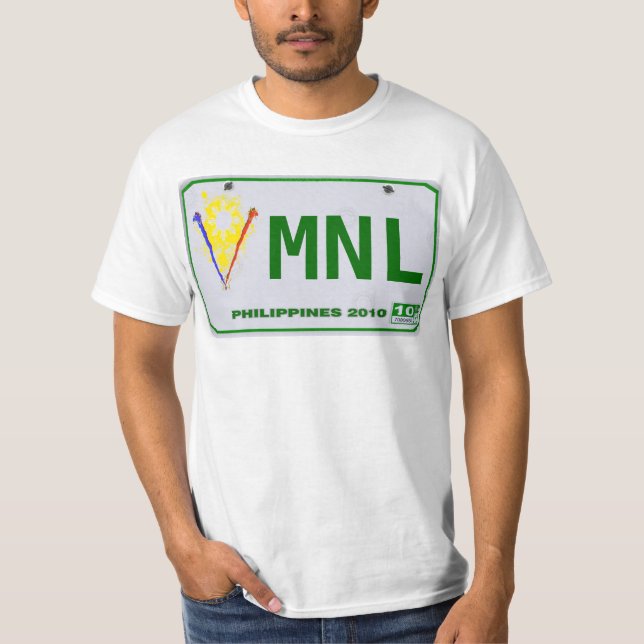 Philippinisches Kfz-Kennzeichen Manilas (MNL) T-Shirt (Vorderseite)