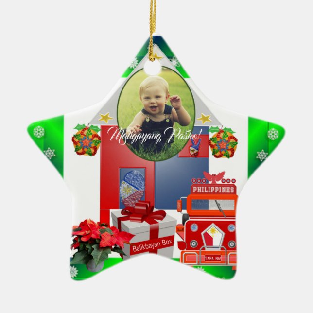 Philippinisches Plädoyer, Flagge, Balikbayan Keramik Ornament (Vorne)