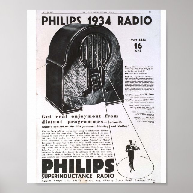 Philips 1934 Radio-Retro-Werbung Poster (Vorne)