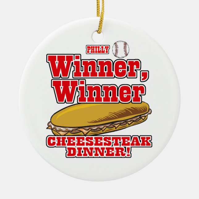 Phillip Baseball Gewinner Cheesesteak Abendessen Keramikornament (Vorne)