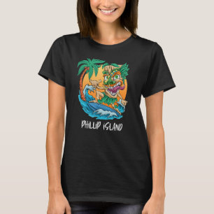Phillip Island Australia Palm Tree Surfing Beach V T-Shirt