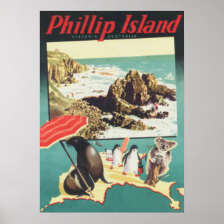 Phillip Island, Australien Vintage Travel Poster