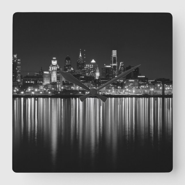 Phillip night b/w quadratische wanduhr (Vorderseite)