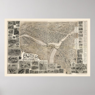 Phillipsburg, NJ & Easton, PA Panorama Karte - 190 Poster